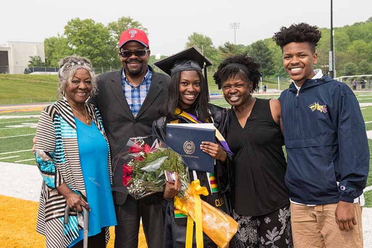 Family photo at graduation