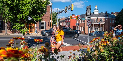 WCU Students walking through the borough