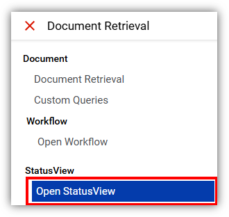 Screenshot of Document Retrieval Open StatusView