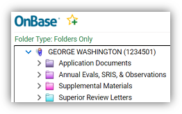 Screenshot of OnBase Folder Type: Folders Only list