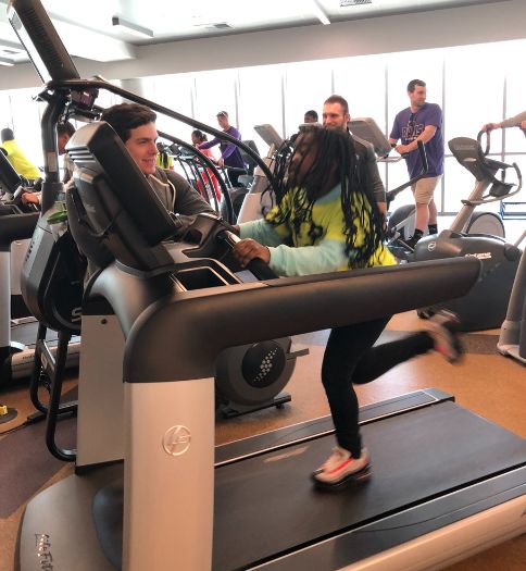 Student on treadmill