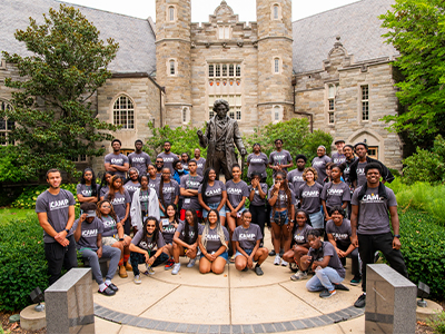 Group of iCampers in front of Ram Statue