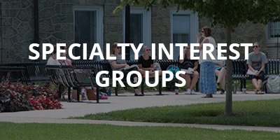 Image of students with word "Specialty Interest Groups" overlaying it