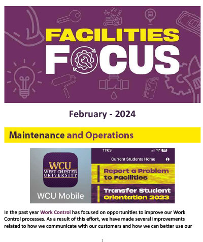 Facilities Focus Newsletter Screenshot