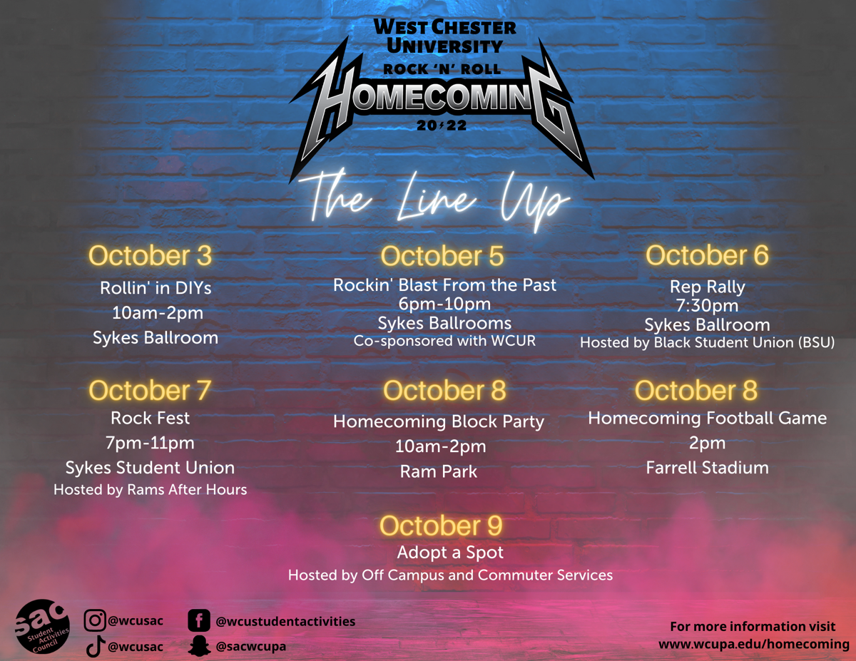 Homecoming calendar of events listed on website 