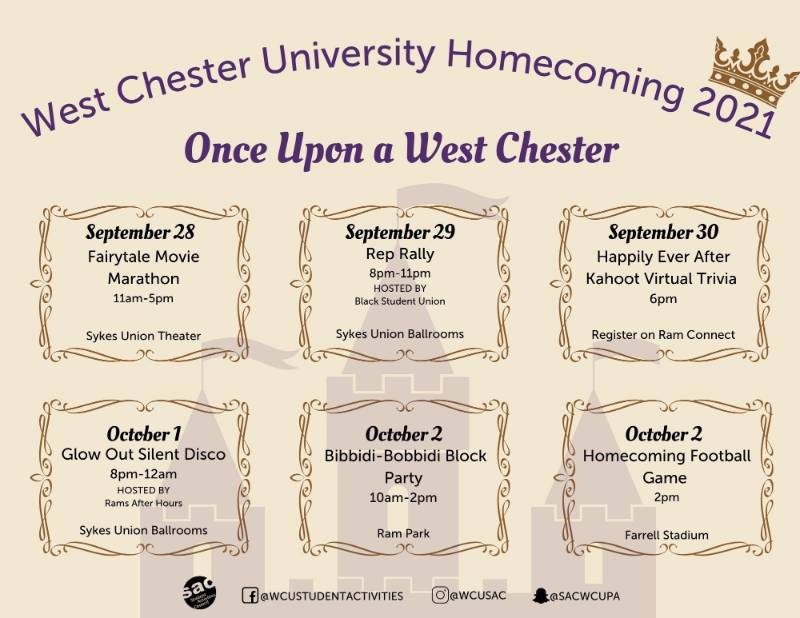 Homecoming calendar of events listed on website 