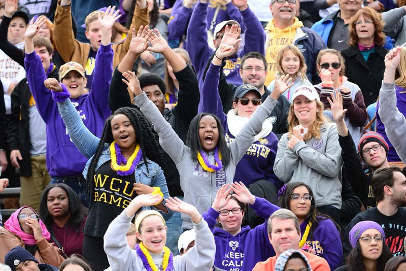the crowd in the stands at a football game