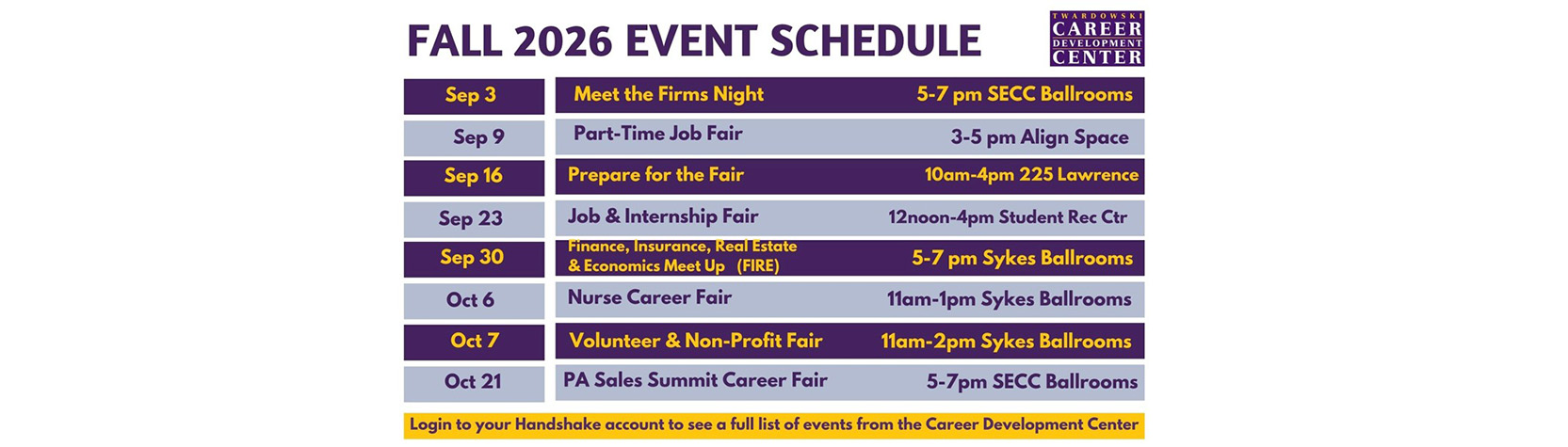 Fall 2026 Event Schedule