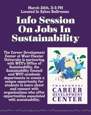 March 26th, 3-5pm Located in Sykes Ballroom - Info Session on Jobs in Sustainability