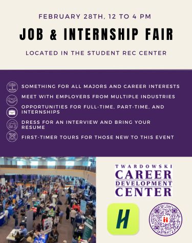 February 28th, 12 to 4pm - Job and Internship Fair located in the Student Rec Center