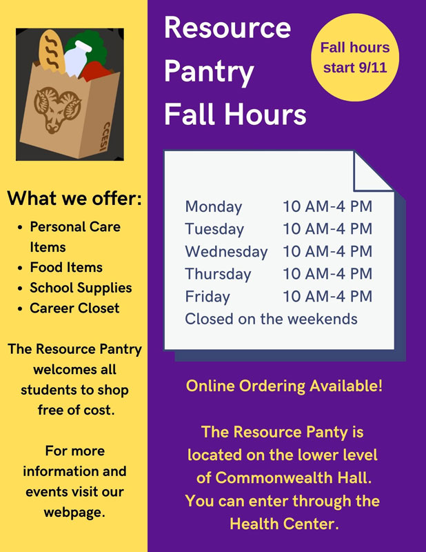 Resource Pantry Fall Hours