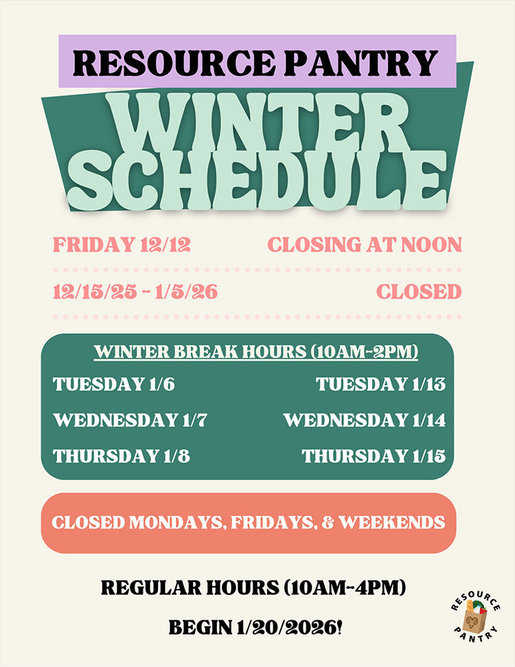 Resource Pantry Winter Schedule