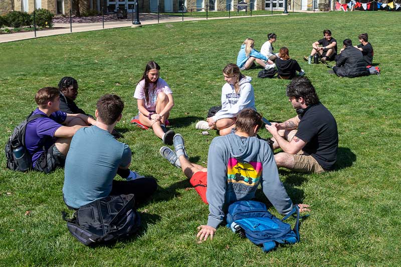 Students walking on campus