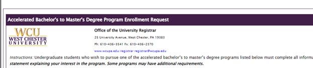 Accelerated Bachelor's to Master's Degree Program Enrollment Request 6