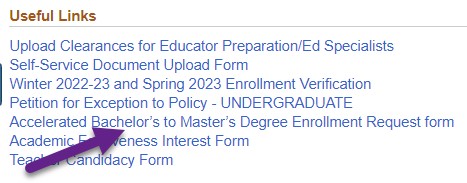 Submitting an Accelerated Bachelor's to Master's Degree Enrollment Request Form 2