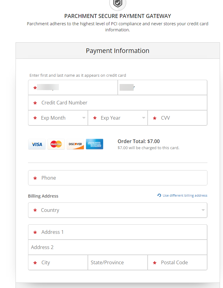 Enter payment information.