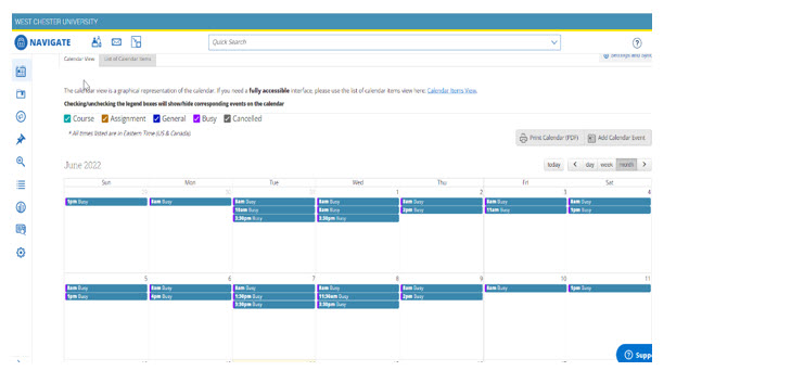 Syncing your WCU Outlook Calendar with Navigate 6