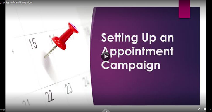 Setting Up Appointment Campaigns Training Video Thumbanil