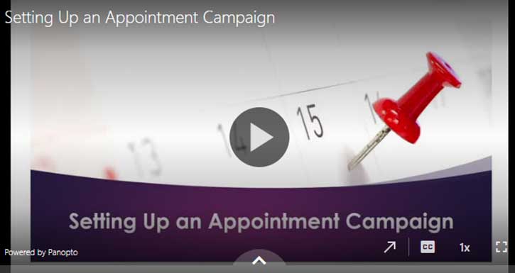 Setting Up Appointment Campaigns  Training Video Thumbanil