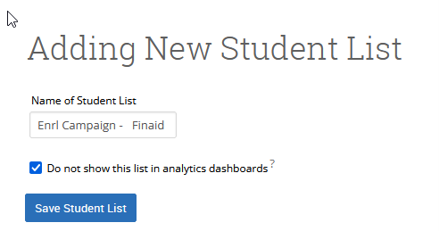 Creating a Student List in Navigate 1