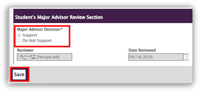 students major advising review section