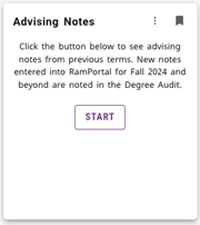 Screenshot of advising notes pop up box