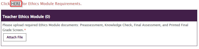 Upload teacher ethics module