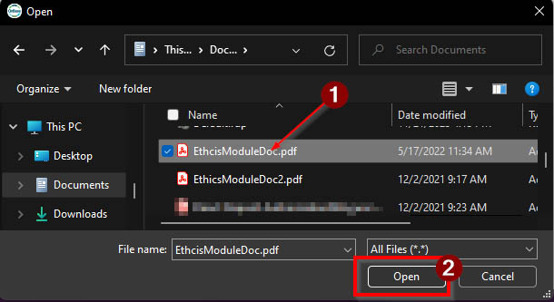 Open document
