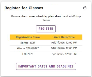 Register for classes card