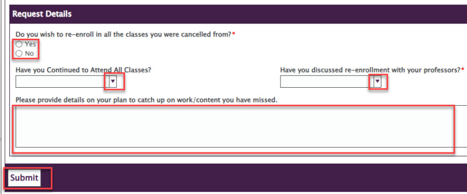 Request details questions