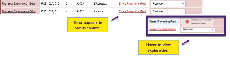 Fig. 8: Registration Error with a hover tooltip explanation. 