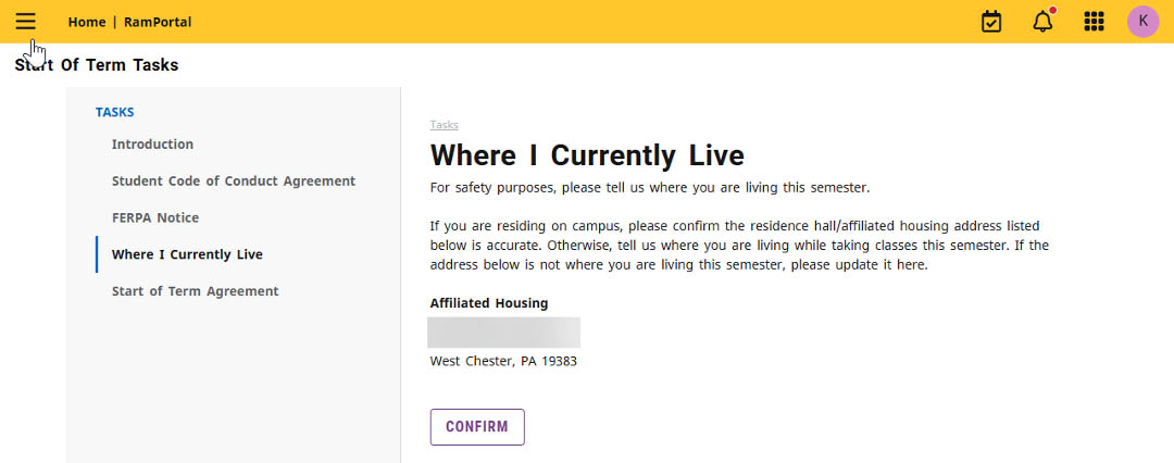 Fig. 6 Where I Currently Live Page