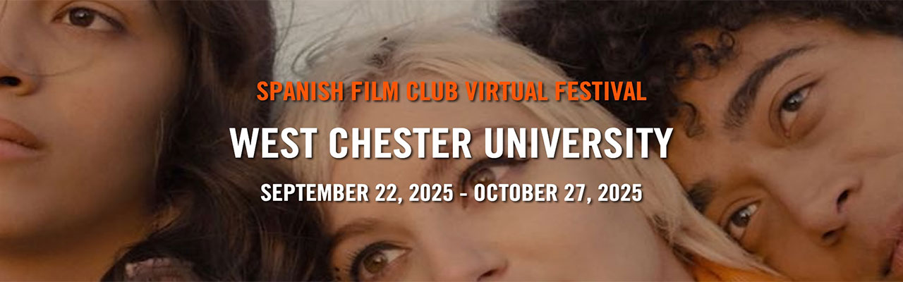 Banner for Global Hispanic Film Festival West Chester University with 3 youth looking at the sky