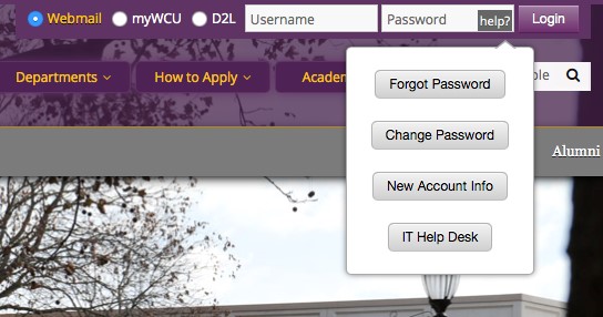 Picture of login area on wcupa.edu homepage