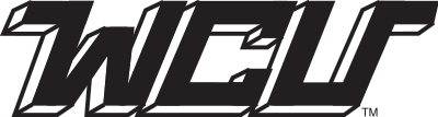 WCU Cipher Logo: Black with White Outline on White