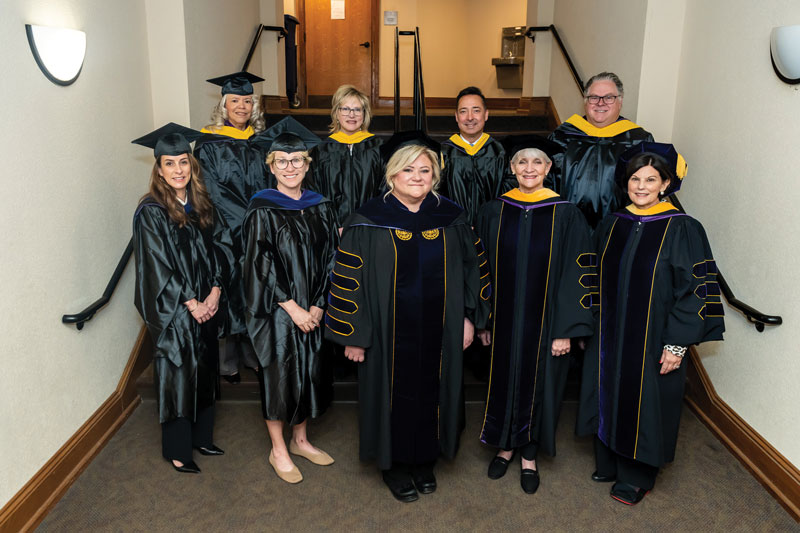 Dr. Bernotsky and elected officials (L-R front row) Beth Connor (Constituent Advocate, U.S. Senator Dave McCormick’s office), U.S. Congresswoman Chrissy Houlahan, State Senator Carolyn Comitta ’74, Chester County Commissioner Marian Moskowitz (L-R back row) Mayor Lillian DeBaptiste ’73, Dr. Kate Shaw (U.S. Department of Education/Governor’s Office), State Representative Chris Pielli, State Representative Tim Briggs
