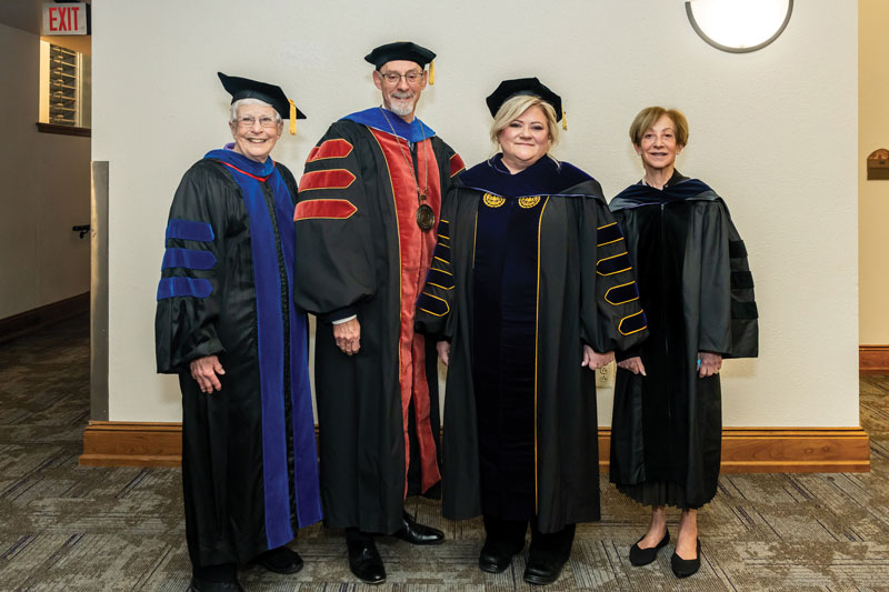(L-R) Former WCU presidents Dr. Madeleine Wing Adler and PASSHE Chancellor Dr. Chris Fiorentino with Dr. Laurie Bernotsky and Chair of the PASSHE Board of Governors Dr. Cindy Shapira.