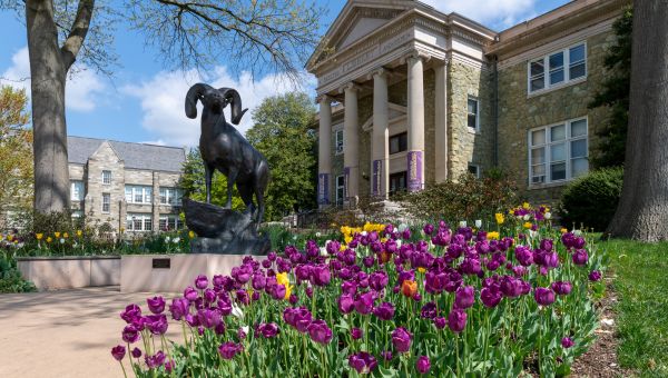 Ram statue in spring