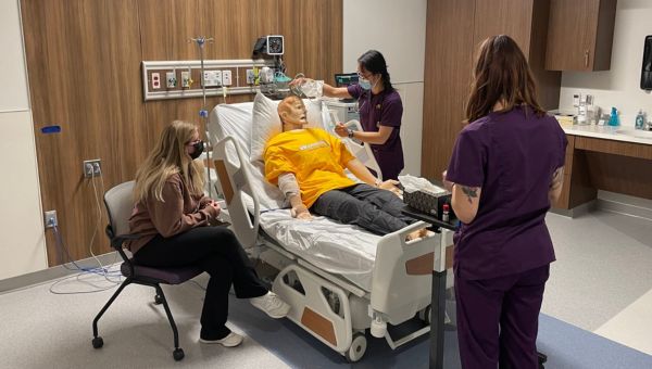 WCU nursing students practice critical care skills with advanced simulation technology at the Duey Immersive Learning Center.