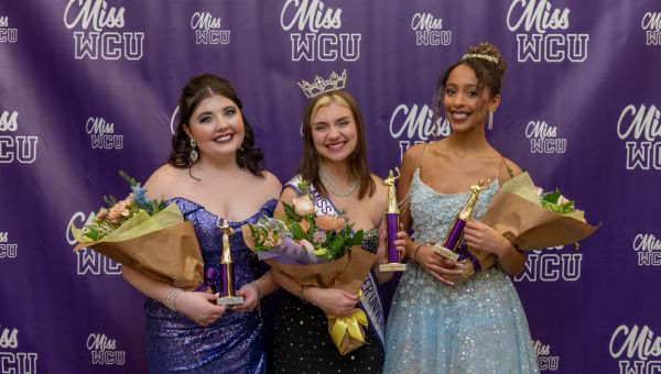 WCU students (left to right) Ariana Lane, Lily Kilgore, and Omnia Tagouma. Kilgore was recently crowned Miss WCU 2026. 