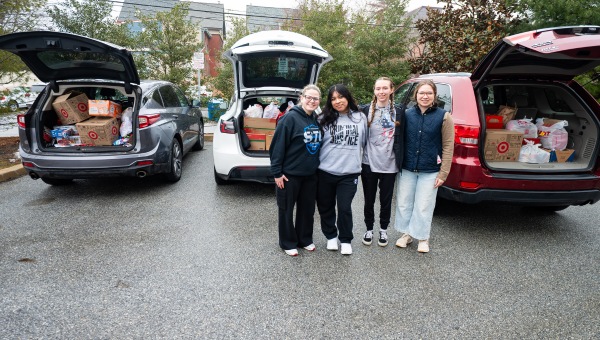 College of Business and Public Management students collected and delivered more than 2,500 food items for the WCU Resource Pantry.