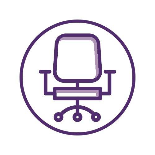 purple chair inside a circle