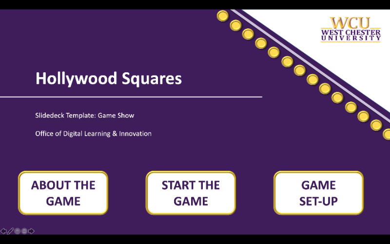 Hollywood Square Game Title Page