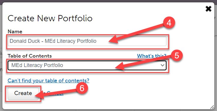 Create portfolio button