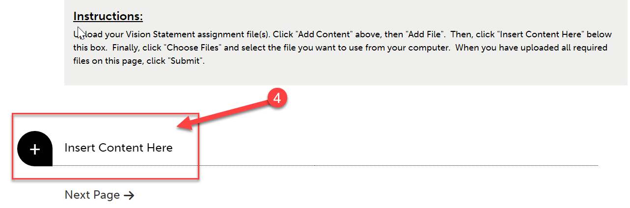 Insert content here button