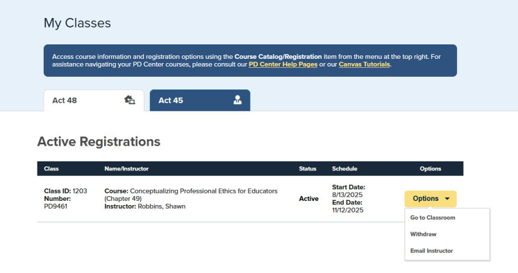 Active Registrations