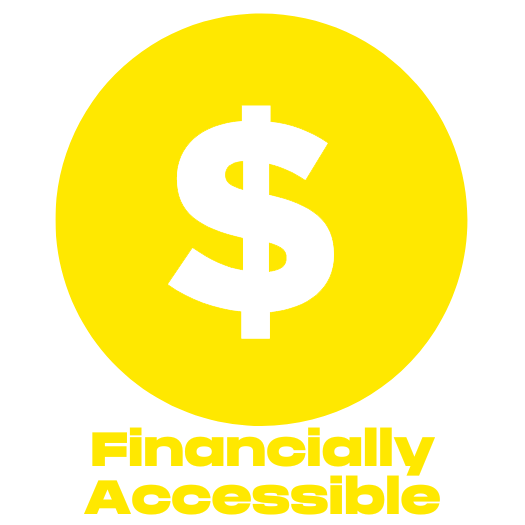 Yellow dollar sign image with financially accessible text