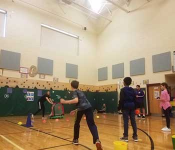 students playing dogeball