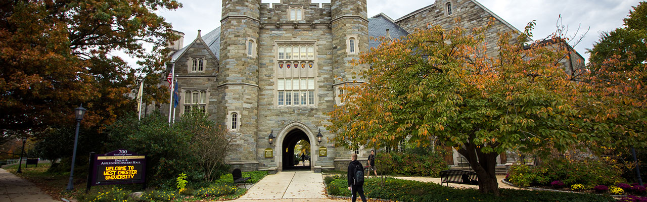 West Chester University Building - "Welcome to WCU Financial Aid"