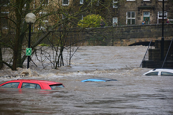 Cars flooded in water